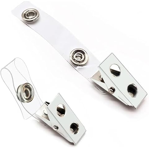 100Pcs Premium Metal Badge Clips with Clear PVC Straps for ID Cards, Badge Holders, Name Tags, Work Badges Cover