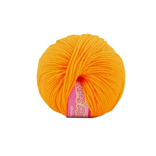 Image of Vardhman Baby Soft Yarn Pack of 6 - 4-Ply Acrylic Wool 150g Total | Soft Yarn for Knitting & Crocheting Baby Blankets, Sweaters, Toys & Accessories | 86m per 25g Ball (1, Orange)