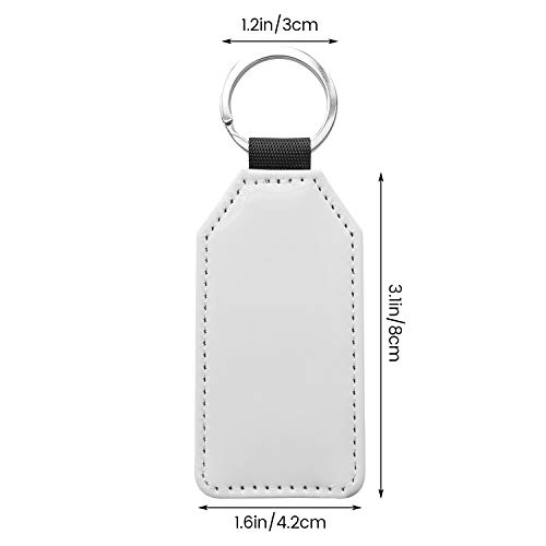 O Bosstop 10 Pack Sublimation Blanks Keychain Glitter Pu Leather Keychain Heat Transfer Keyring Silver Rectangle #TOP1