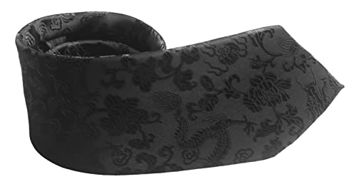 Men Classic Solid Black Tie Dragon Paisley Floral Jacquard Woven Party Handmade Necktie #TOP3