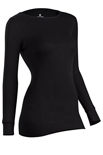 Indera Women's Icetex Performance Thermal Underwear Top with Silvadur, Black, Medium