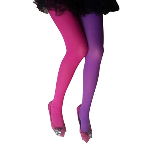 ifundom Collants Femme Bicolores Violet Et Rose Taille Unique Bas Élastiques Mode Pour Tenues De Fête Et Usage Quotidien