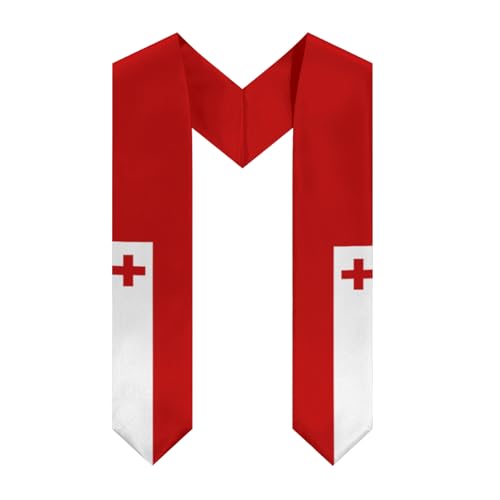 Vintage Tonga Tongan Flag Graduation Stole Shawl Sash for Men Women Unisex Adult Double Sided Thickened V-neck Scarf Class of 2025 Graduate Gift for Teachers Students