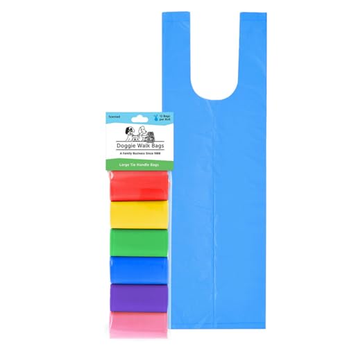 Doggie Walk Bags Large Dog Waste Bags on a Roll with Easy Tie Handles, Extra Thick and Strong Poop Bags, 72 Count, Scented, 5.5 x 5.5 x 17 Inches