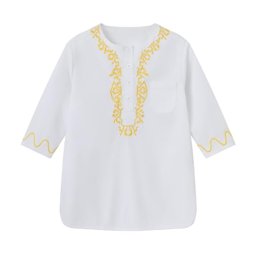 Kids Girls Boys 2 Piece Outfit Set Toddler Traditional African Long Sleeve Embroidery Dashiki Shirt and Pants Clothes2