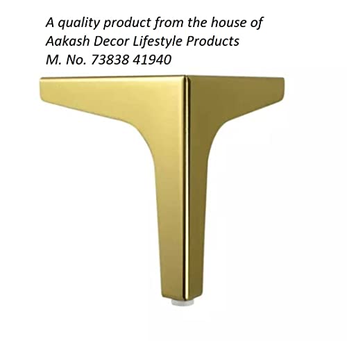 Image of Aakash Decor Gold Finish Sofa Leg 3 Inches (Set of 4) - Metal Heavy Duty Furniture Leg for Home, Office Sofa Paya with Including Mounting Screw | Rustproof T- Shape Sofa Leg /Support Leg 10 cm