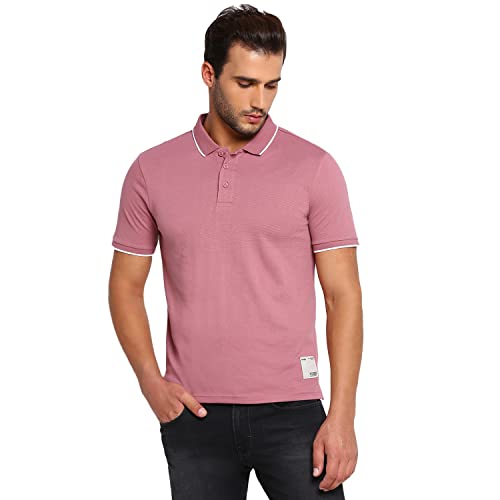 Image of Wrangler Men Dark Coral Solid Regular Fit T-Shirt