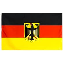 ANJOR German State Ensign Flag 3x5Fts - Germany Eagle Flags With Brass Grommets 3 X 5 Ft