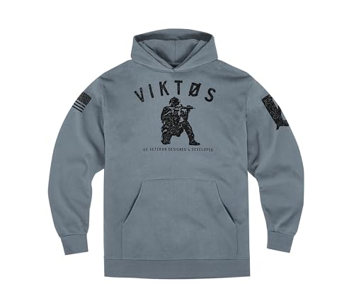 VIKTOS Men's Varsity Cotton/Polyester Midweight Fleece Casual Tactical Hoodie | Boxy Fit with Drop Shoulder Design