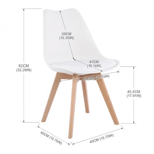 Miniatura 3 de Eggree Pack De 8 Sillas De Comedor Sillas Cocina Nordica Con Asiento Tapizado Y Las Piernas De Madera De Haya Maciza, Blanco