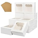 HawHawToys 60pcs Bakery Boxes with Window, 6 x 6 x 3 inches, White Cookie Boxes Pastry Boxes for Bak