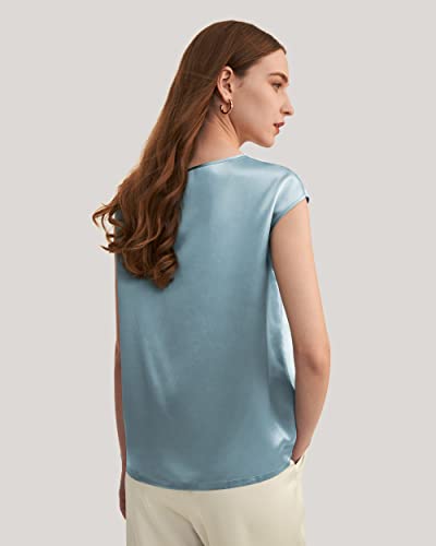 LilySilk Silk Blouse for Women Short Sleeve Summer Cool Comfy Charmeuse Silk Tops for Ladies2