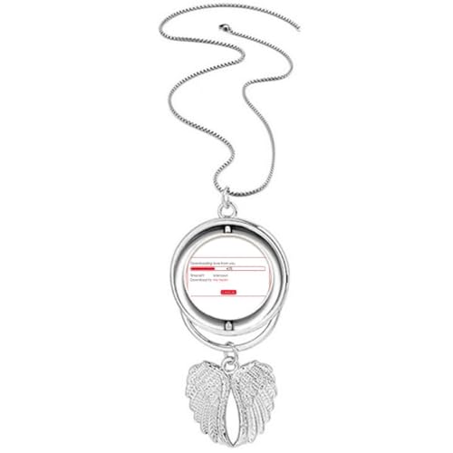 Collier avec pendentif rotatif ailes d'ange inscription Download Your Love