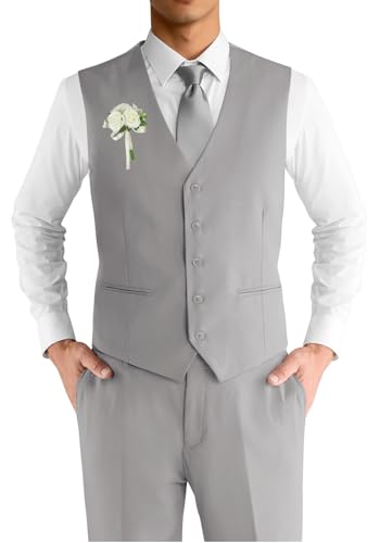 Wangyue 2 Piece Mens Suit Vest Pants Suit Set Slim Fit Suits for Wedding Groom Men Suits Vest and Pants Set