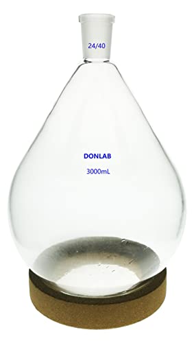 DONLAB FLK-05-3000 ASTM STD Glass 3000ml / 3L 24/40 Joint Recovery Flask Heavy Wall Single Neck Round Bottom Evaporating Flask