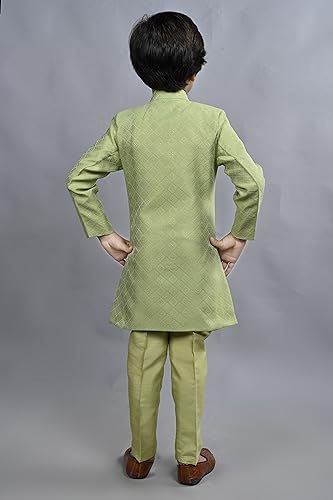 Image of AHHAAAA Silk Blend Kids Ethnic Indo Western Sherwani and Pant Set For Boys 529