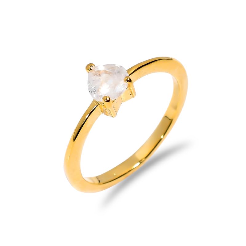 Bague en pierre de lune arc-en-ciel naturelle taille 15½