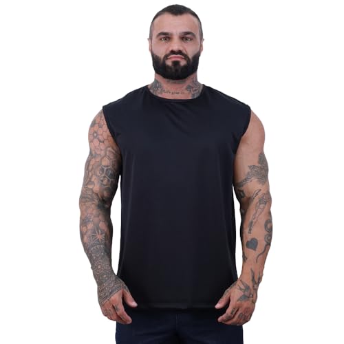 Regata Machão Masculina MXD Conceito Dry Fit 100% Poliéster Rajado Furadinho (GG, Preto)