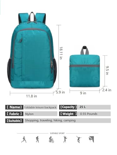 Mochila plegable ligera para hiking 25L azul miniatura 5