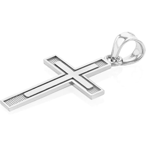 14k Yellow or White Gold Double Cross Pendant for Men and Women - Real Charm - Confirmation Christening Baptism - Jewerly Gift - Catholic Christian Keepsake - Religious Necklace Accessory 21mm, 0.77gr2