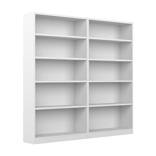 Bush Furniture Universal 5 Shelf Bookcase Set of 2 in Royal Oak