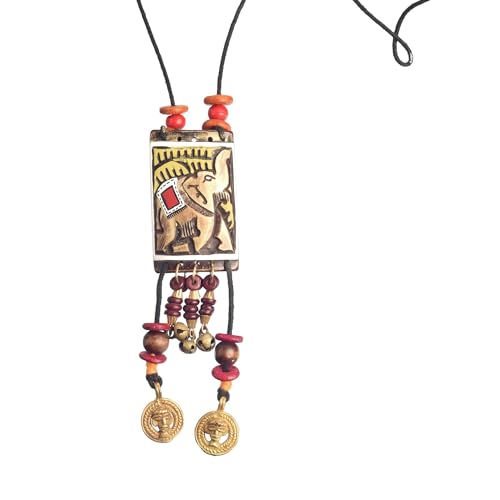 Image of AAKRITI ART CREATIONS Handcrafted Tribal & Brass Necklace Collection | Floral, Leaf & Elephant-Inspired Artisan Jewelry | Dhokra, Glass & Ethnic Statement Necklaces for Women