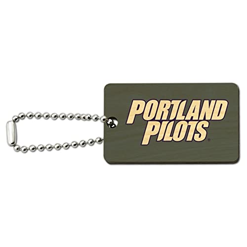 Portland Secondary Logo Wood Wooden Rectangle Keychain Key Ring