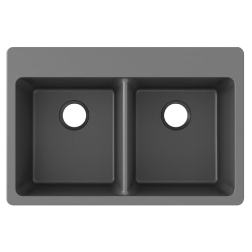 Évier à double cuve graphite de cuisine encastrable double bac quartz 83x55cm