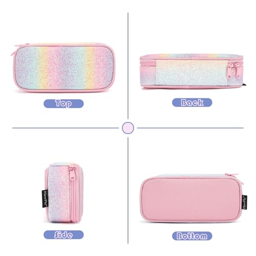 Image of FlowFly Pencil Case for Girls Boys, Large Capacity Pencil Pouch for Kids, Portable Soft Pen Bag for Teen, Glitter