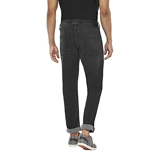 Image of Everblue Men Solid Stretchable Black Light Fade Midrise Denim Joggers