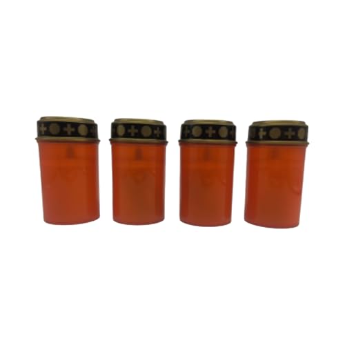 Relaxdays LED Grablicht, 4er Set, flackernde Flamme, batteriebetrieben, wetterfest, Kunststoff, Grabkerzen Friedhof, rot