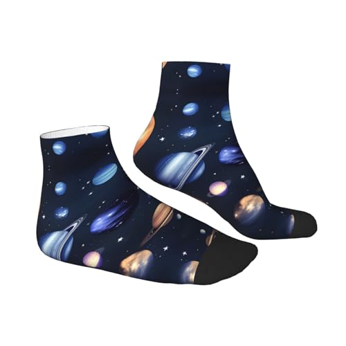 Planets Stars and Milky Way Galaxy print Men's Athletic Socks for Sports Outdoor Sports Socks for Men and Women Hiking3