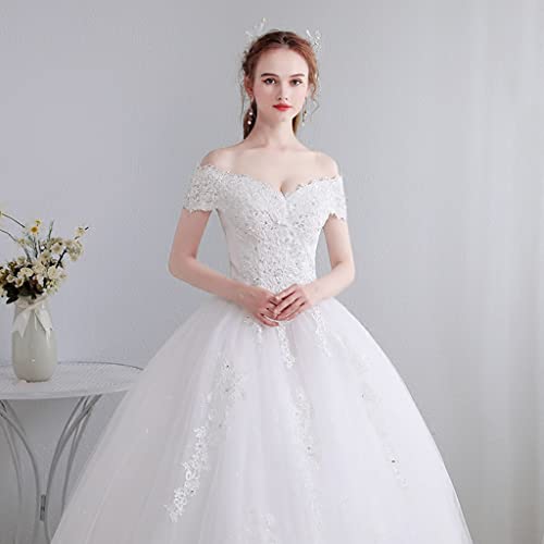 Saeware Elegant Lace A- Line Empire Waist Wedding Dresses For Bride Floor Length Sleeveless Strapless Wedding Dress White 5Xl,White-6Xl #TOP2
