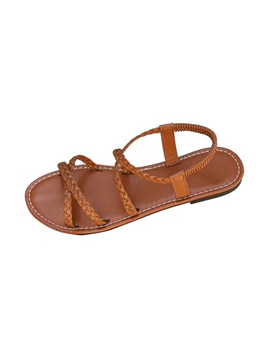 Image of Verdusa Women's Flat Sandals Strappy Dressy Ankle Strap Casual Summer Thong Sandals for Beach