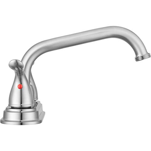 Pacific Bay Treviso Utility Laundry Sink Faucet - Threaded Brass Spout Hose End, Swivel Spout, 2-Handle Levers, Centerset (Brushed Satin Nickel Plated) #TOP5