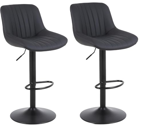 Lennox Furniture - Lennnox Furniture Bar Stools Set of 2, Swivel Counter Height Barstools with Back, Adjustable Breathable Leather Bar Chairs comptemporary Black - -4%