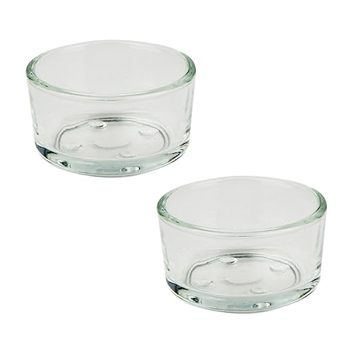 HOLIDYOYO 4Pcs Transparent Glass Pet Reptile Feeder Bowl Multi Functional Water Food Cups for Lizard Turtle and Crickets Easy to Clean Durable Design for Reptile Tanks