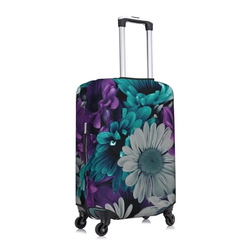 Purple And Teal Flowers Print Luggage Suitcase Covers Elastic Washable Luggage Protector Luggage Covers For Suitcase3