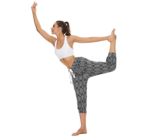 Haremshose Damen Kurz Yogahose 3/4 Lang Capri Sommerhose 3/4 Leicht Sporthose Strandhose Luftige Pumphose Aladinhose für Pilates Yoga S-2XL – Bild 3