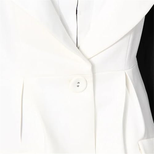 Contrast Casual Blazer for Women Notched Collar Long Sleeve Buttons Straight Blazers4