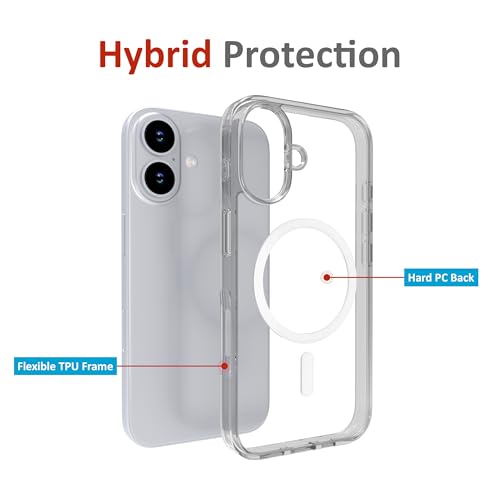 Image of for iPhone Case 16 with Mag-Safe, [Anti-Yellowing Technology] [Military Grade Drop Protection] Shockproof Slim Hybrid Phone Case for iPhone 16 - Crystal Steel Grey