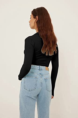 Image of AUSK Women's Regular Fit Crop top Full Sleeves Polo Neck