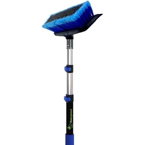 EVERSPROUT 1.5-to-3 Foot Scrub Brush | Built-in Rubber Bumper | Lightweight Extension Pole Handle | Soft Bristles wash Car, RV, Boat, Solar Panel, Deck | Shower Brush for Cleaning | Floor Brush Cover