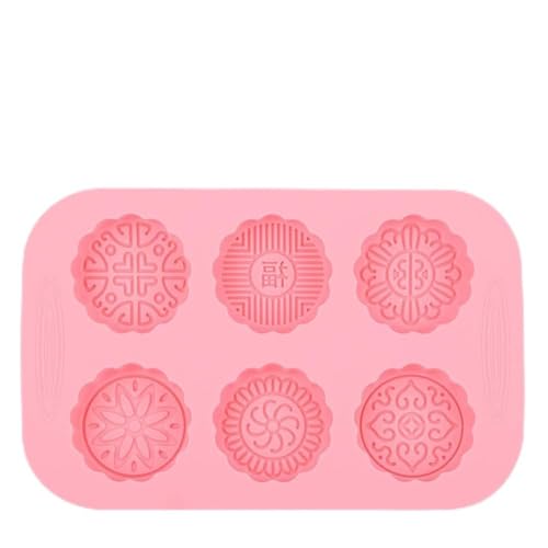 Stampo Mooncake Stampi per Alimenti per Biscotti 6 Slot Fai da Te per Fare Torte della Luna Sapone Cioccolato Torta rosa silicone
