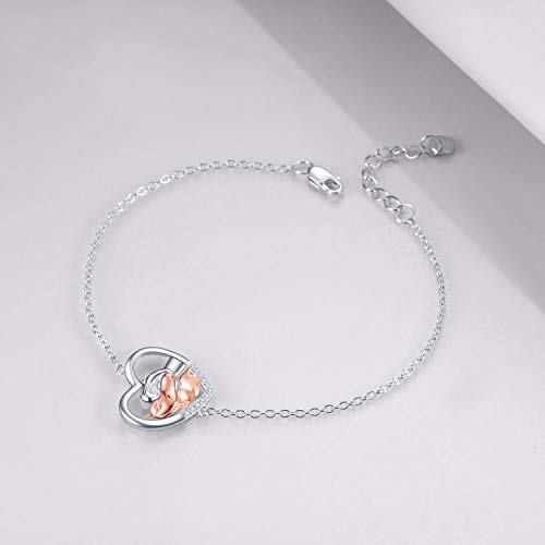 YFN Horse Jewelry Gift 925 Sterling Silver Girls Horse Adjustable Bracelet for Women Girls (Rose Horse Bracelet) - Image 5