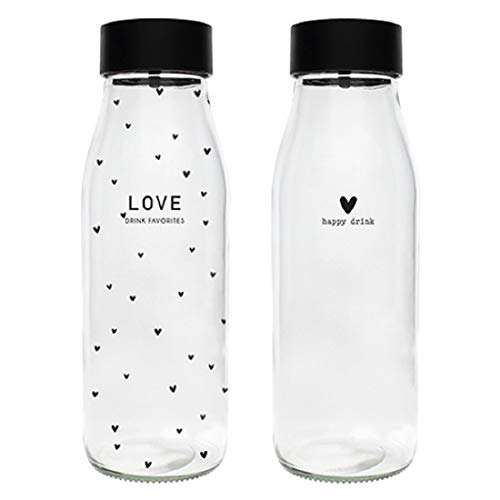 Bastion Collections Wasser Glas Karaffe mit Deckel Aufschrift -Sortiert- Herz BC Cover