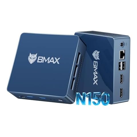 BMAX B4Ultra Mini PC Intel Twin Lake N150, Micro PC Win 11 pro 12GB DDR5 512GB SSD, Mini Desktop Computers Support 4K HDMI Display, USB3.2/USB-C/WiFi 5.0/BT5.0/VESA Mount Cover