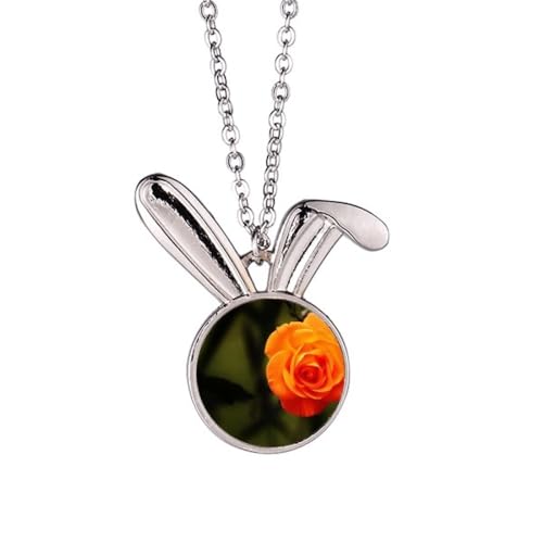 Collier pendentif lapin orange vert foncé bijou fantaisie tendance pour femme