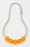 DOTZ Orange Roller Shower Curtain Rings | Nickel-Plated Stainless Steel Hooks with Easy Glide Roller Balls | Durable and Polished, Won't Snag or Tear