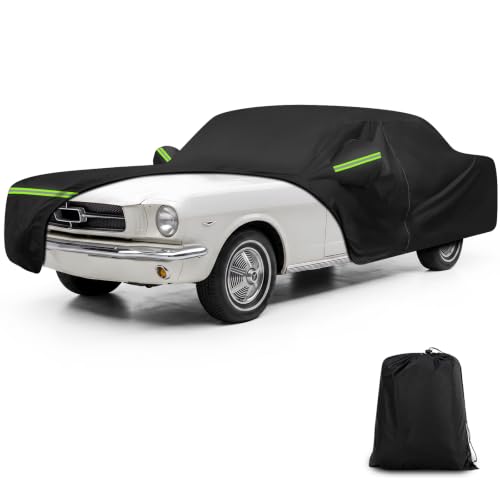 Image of Car Cover for Ford Mustang 1964-1968 Waterproof with Cotton Lining | Outdoor All Weather Mustang Car Cover, Heavy 420D Mustang Cover with Zipper and Straps, for Rain, Dust, Sun, Wind Protection